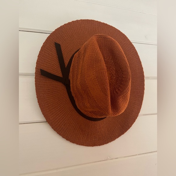 TREASURE & BOND Wide Brim Braided Sun Hat Dark Orange NWT - Picture 1 of 3